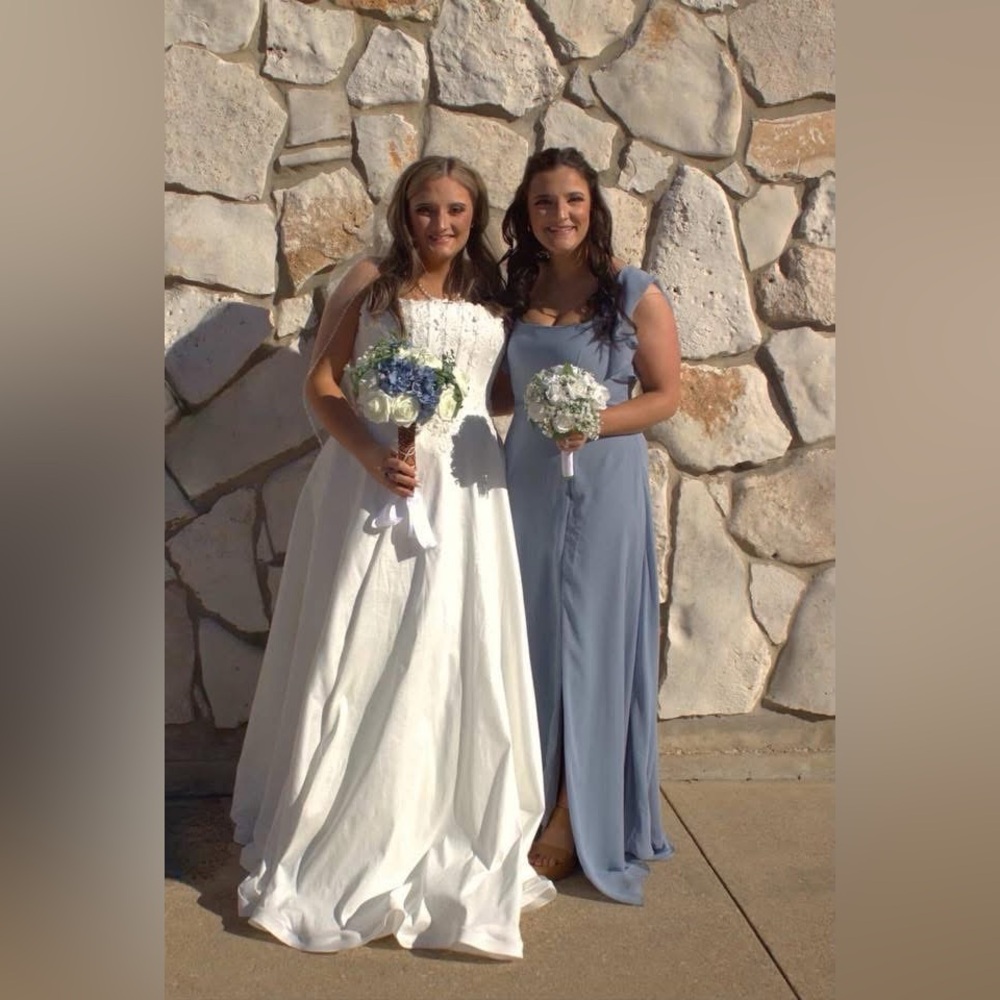 Azazie Dusty Blue Bridesmaid dress size 8 - Picture 5 of 6